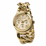 Michael Kors Runway Twist Gold Dial Gold Stainless Steel Strap Watch for Women - MK3131 Authentic Buy Shop Now