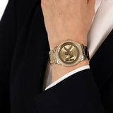 Michael Kors Tibby Three Hand Gold Dial Gold Steel Strap Watch For Women - MK6879 Authentic Buy Shop Now