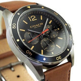 Coach Sullivan Chronograph Black Dial Brown Leather Strap Watch for Men - 14602070 Authentic Buy Shop Now