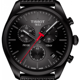 Tissot T Classic PR 100 Chronograph Black Dial Black Mesh Bracelet Watch For Men - T101.417.33.051.00 Authentic Buy Shop Now