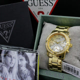 Guess Confetti Diamonds Silver Dial Gold Steel Strap Watch for Women - W0774L5 Authentic Buy Shop Now