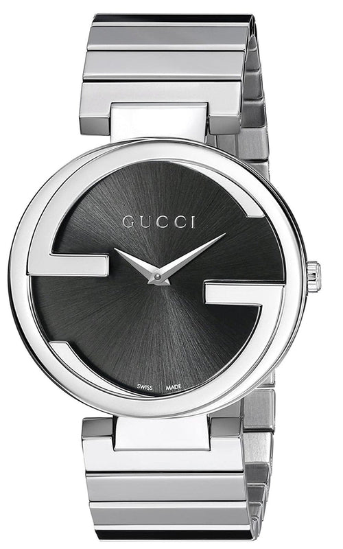 Gucci G Interlocking Black Dial Silver Steel Strap Watch For Women - YA133307 Authentic Buy Shop Now