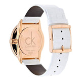 Calvin Klein Accent White Dial White Leather Strap Watch for Women - K2Y2Y6K6 Authentic Buy Shop Now