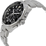 Tag Heuer Aquaracer Quartz Chronograph Black Dial Silver Steel Strap Watch for Men - CAY111A.BA0927 Authentic Buy Shop Now