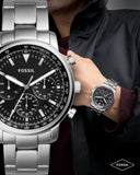 Fossil Goodwin Chronograph Black Dial Silver Steel Strap Watch for Men - FS5412 Authentic Buy Shop Now