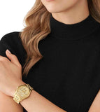 Michael Kors Runway Chronograph Gold Dial Gold Steel Strap Watch For Women - MK7323 Authentic Buy Shop Now
