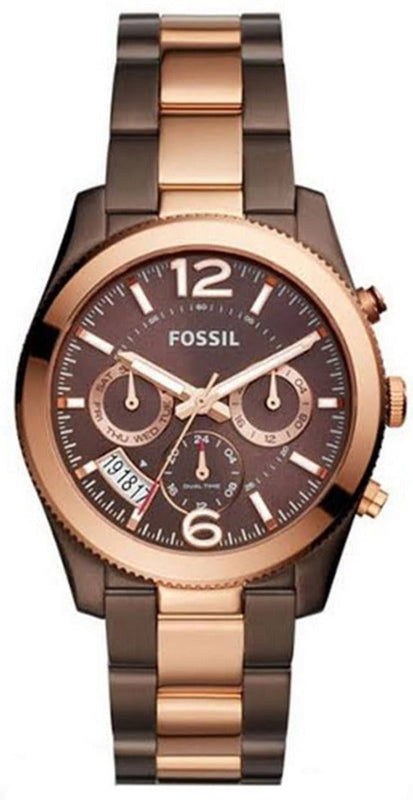Fossil Perfect Boyfriend Multifunction Brown Dial Two Tone Steel Strap Watch for Women - ES4284 Authentic Buy Shop Now