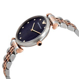 Emporio Armani Gianni T Bar Crystal Blue Dial Two Tone Steel Strap Watch For Women - AR11092 Authentic Buy Shop Now