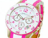 Marc Jacobs Rock Chronograph White Dial Two Tone Silicone Strap Watch for Women - MBM2593 Authentic Buy Shop Now