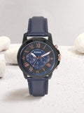 Fossil Grant Chronograph Black Dial Blue Leather Strap Watch for Men - FS5061 Authentic Buy Shop Now