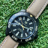 Tag Heuer Aquaracer 300 Calibre 5 Automatic Black Dial Brown Nylon Strap Watch for Men - WAY208C.FC6383 Authentic Buy Shop Now