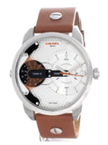 Diesel Mini Daddy Silver Dial Brown Leather Strap Watch For Men - DZ7309 Authentic Buy Shop Now
