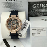 Guess Solistice Diamonds Roe Gold Dial Black Rubber Strap Watch for Women - GW0484L2 Authentic Buy Shop Now