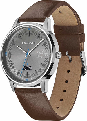 Lacoste Madrid Grey Dial Brown Leather Strap Watch for Men - 2011033 Authentic Buy Shop Now