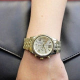 Michael Kors Lexington Chronograph Gold Dial Gold Steel Strap Watch for Women - MK5556 Authentic Buy Shop Now