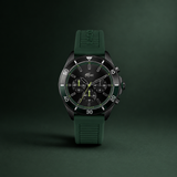 Lacoste Tiebreaker Chronograph Black Dial Green Silicon Strap Watch for Men - 2011153 Authentic Buy Shop Now