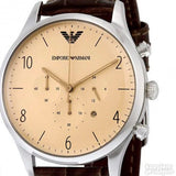 Emporio Armani Classic Chronograph Cream Dial Brown Leather Strap Watch For Men - AR1878 Authentic Buy Shop Now