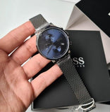 Hugo Boss Skymaster Chronograph Grey Dial Grey Mesh Bracelet Watch for Men - 1513934 Authentic Buy Shop Now