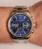 Maserati Competizione Chronograph Blue Dial Silver Steel Strap Watch For Men - R8853100013 Authentic Buy Shop Now