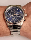 Maserati Competizione Chronograph Blue Dial Silver Steel Strap Watch For Men - R8853100013 Authentic Buy Shop Now