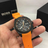 Hugo Boss Volane Black Dial Orange Silicone Strap Watch for Men - 1513957 Authentic Buy Shop Now