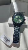 Emporio Armani Federico Chronograph Green Dial Black Steel Strap Watch For Men - AR11562 Authentic Buy Shop Now