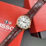 Tissot T Classic Carson Premium White Dial Brown Leather Strap Watch for Women - T122.207.36.033.00 Authentic Buy Shop Now
