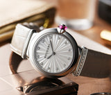 Bvlgari LVCEA Diamonds Silver Mother of Pearl Dial Silver Leather Strap Watch for Women - LVCEA103367 Authentic Buy Shop Now