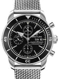 Breitling Superocean Heritage Chronograph 44 Black Dial Silver Mesh Bracelet Watch for Men - A13313121B1A1 Authentic Buy Shop Now
