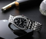Bvlgari Serpenti Seduttori Diamonds Black Dial Silver Steel Strap Watch for Women - SERPENTI103449 Authentic Buy Shop Now