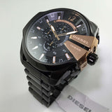 Diesel Mega Chief Chronograph Black Dial Black Steel Strap Watch For Men - DZ4309 Authentic Buy Shop Now
