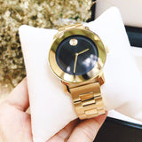 Movado Bold Black Dial Gold Steel Strap Unisex Watch - 3600397 Authentic Buy Shop Now