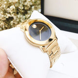 Movado Bold Black Dial Gold Steel Strap Unisex Watch - 3600397 Authentic Buy Shop Now