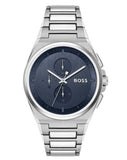 Hugo Boss Steer Chronograph Blue Dial Silver Steel Strap Watch For Men - 1514048 Authentic Buy Shop Now