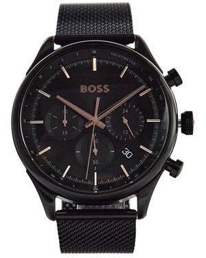 Hugo Boss Gregor Chronograph Black Dial Black Mesh Bracelet Watch For Men - 1514065 Authentic Buy Shop Now