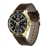 Hugo Boss Troper Chronograph Black Dial Brown Leather Strap Watch For Men - 1514100 Authentic Buy Shop Now