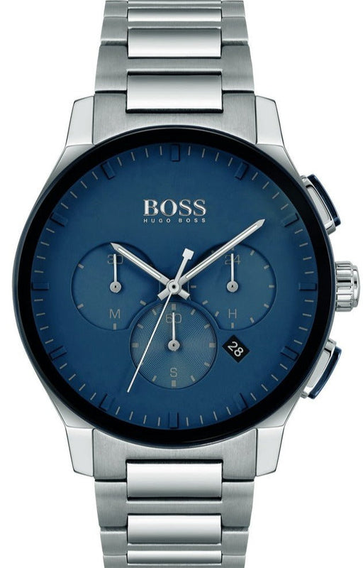 Hugo Boss Peak Chronograph Blue Dial Silver Steel Strap Watch for Men - 1513763 Authentic Buy Shop Now