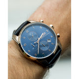Hugo Boss Skymaster Chronograph Blue Dial Black Leather Strap Watch for Men - 1513783 Authentic Buy Shop Now