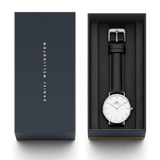 Daniel Wellington Classic Sheffield White Dial Black Leather Strap Watch For Women - DW00100053 Authentic Buy Shop Now