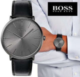 Hugo Boss Modern Grey Dial Black Leather Strap Watch for Men - 1513540 Authentic Buy Shop Now