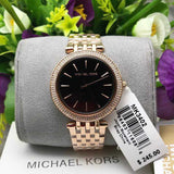Michael Kors Darci Black Dial Rose Gold Steel Strap Watch for Women - MK3402 Authentic Buy Shop Now