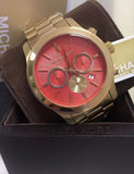 Michael Kors Runway Quartz Orange Dial Gold Steel Strap Watch For Women - MK5930 Authentic Buy Shop Now