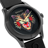 Gucci G Timeless Cat Motif Black Dial Black Leather Strap Unisex Watch - YA1264021 Authentic Buy Shop Now