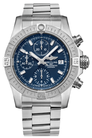 Breitling Avenger Chronograph 45mm Blue Dial Silver Steel Strap Watch for Men - A13317101C1A1 Authentic Buy Shop Now