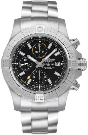 Breitling Avenger Chronograph 45mm Black Dial Silver Steel Strap Watch for Men - A13317101B1A1 Authentic Buy Shop Now