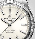 Breitling Chronomat Automatic 36 Diamonds White Dial Silver Steel Strap Watch for Women - A10380591A1A1 Authentic Buy Shop Now