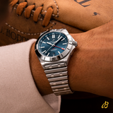 Breitling Chronomat GMT 40 Blue Dial Silver Steel Strap Watch for Men - A32398101C1A1 Authentic Buy Shop Now