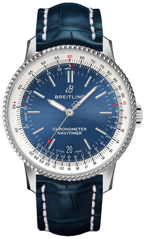 Breitling Navitimer Automatic 38mm Blue Dial Blue Leather Strap Mens Watch - A17325211C1P1 Authentic Buy Shop Now