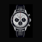 Breitling Navitimer B01 Chronograph 43 Silver Dial Black Leather Strap Watch for Men - AB0138241G1P1 Authentic Buy Shop Now