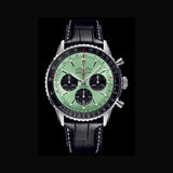 Breitling Navitimer B01 Chronograph 43 Green Dial Black Leather Strap Watch for Men - AB0138241L1P1 Authentic Buy Shop Now